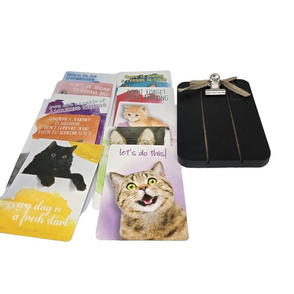 10 Hilarious Cat Motivational Cards Fridge Lockers  W Magnet Holder Lot C - Picture 1 of 2